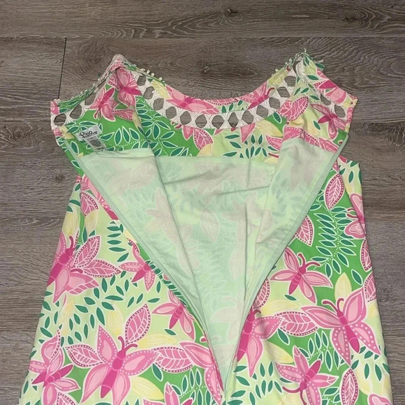 Lily Pulitzer Butterly Palm, Green & Pink Print Dress size 6 - Picture 12 of 13